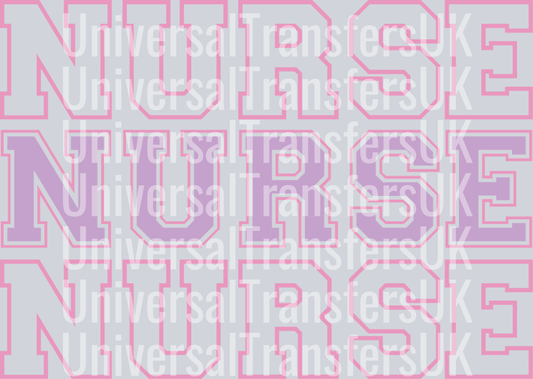 Nurse Pink Outline and Filled Text Three Rows