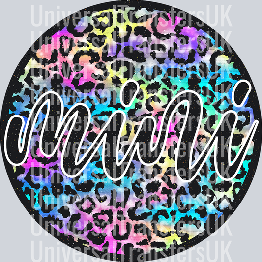 mini circle rainbow leopard print