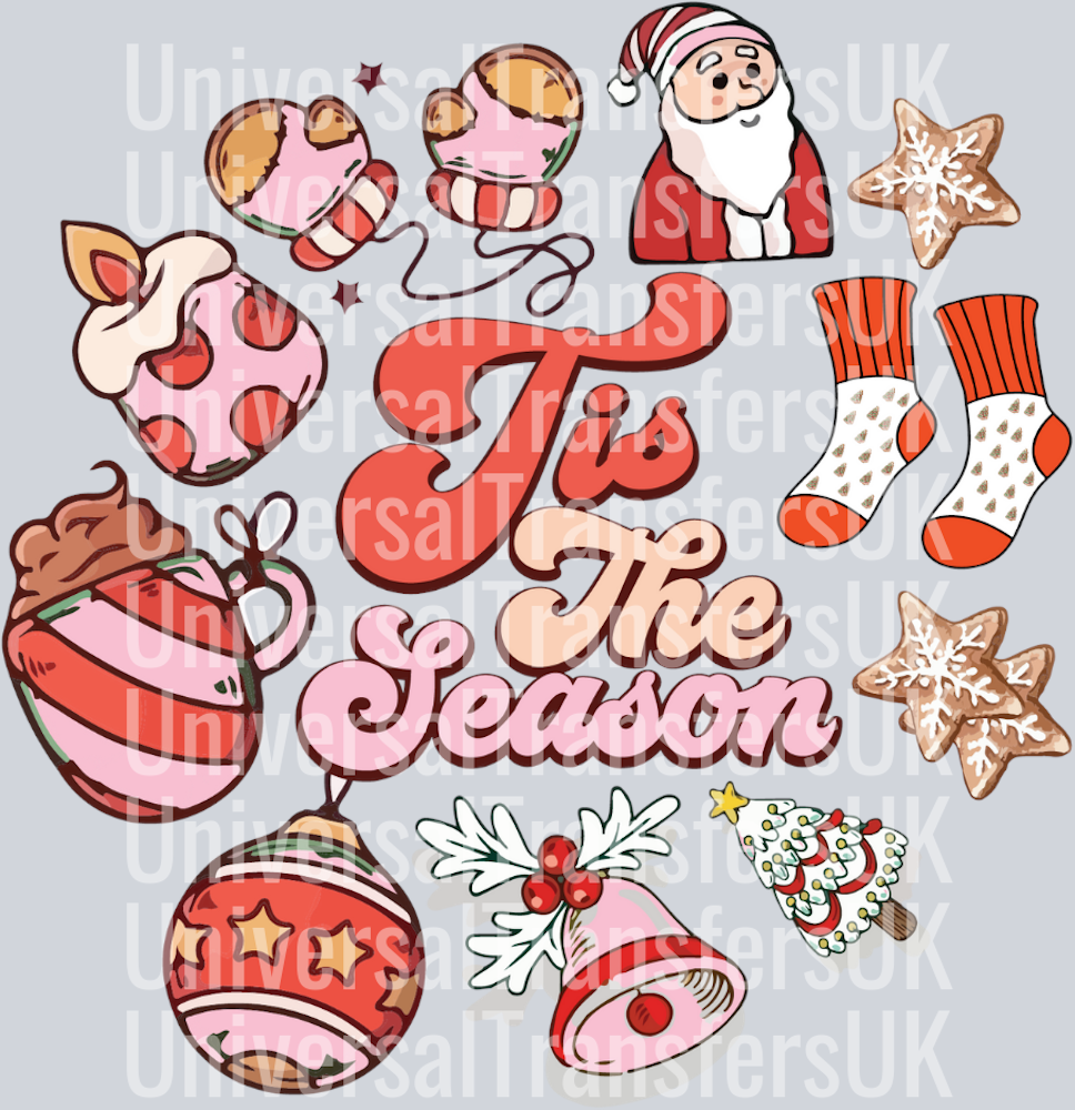 Tis the season red pink trinkets wreath