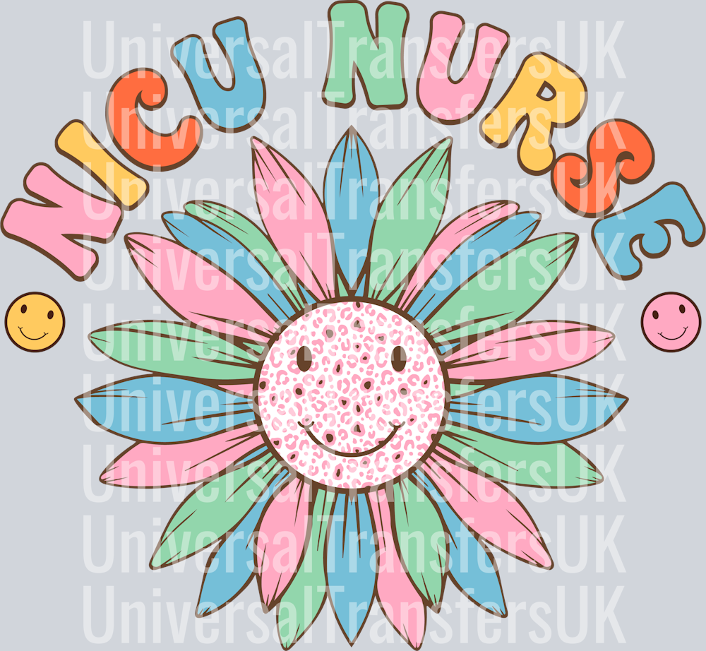 NICU Nurse flower with Leoprint smiling face