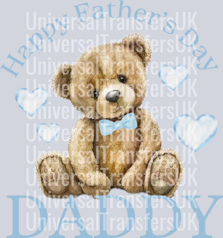 Happy Fathers Day Daddy Blue Arch Text and Hearts