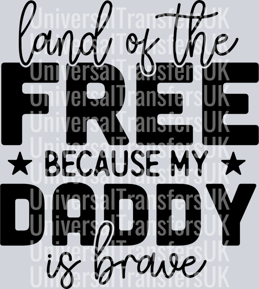 Land of the Free Block and Fancy Style Black Text