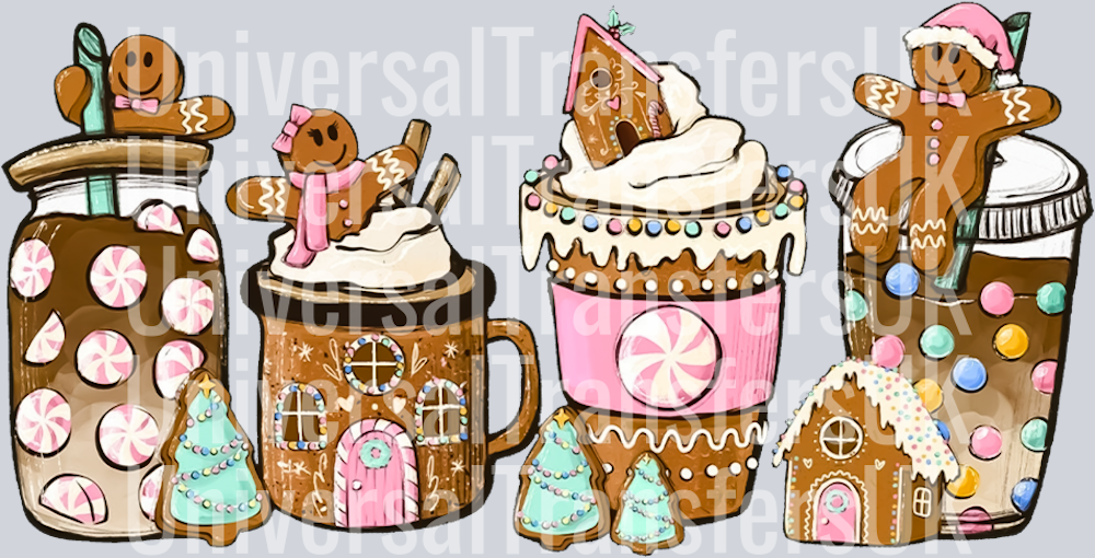 Gingerbread Hand Drawn Christmas Coffee Cups