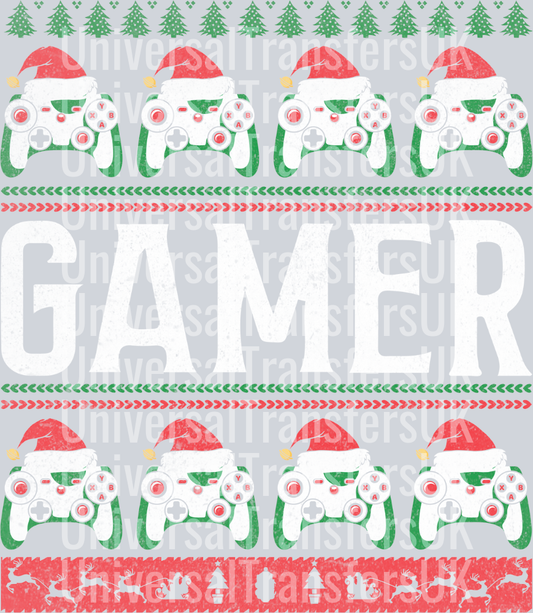 Large Gamer gamepad controller with hats and Reindeer Print