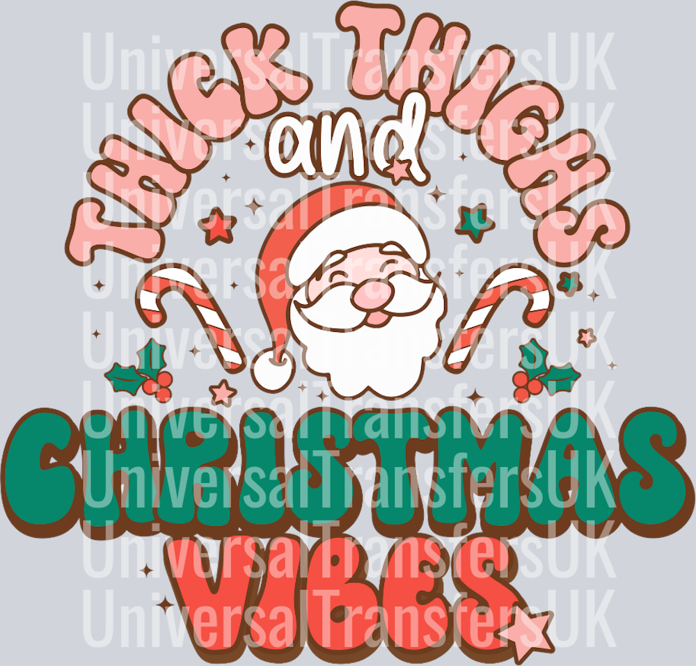 Groovy Santa with Candy Canes Thick thighs red green text