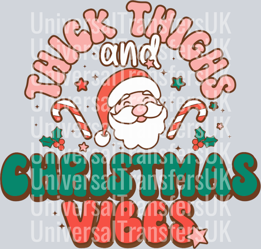 Groovy Santa with Candy Canes Thick thighs red green text