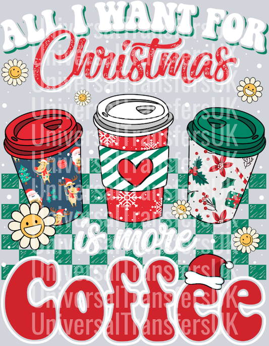 Christmas Coffee Cups with daisy flowers all I want for christmas is coffee