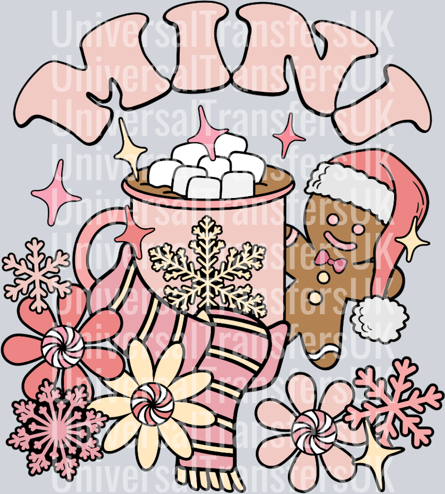 Pink Hot chocolate Marshmellows Mini Christmas and gingerbread