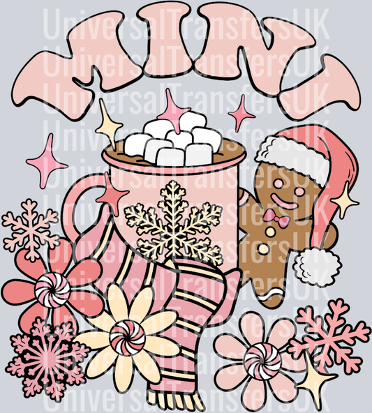 Pink Hot chocolate Marshmellows Mini Christmas and gingerbread