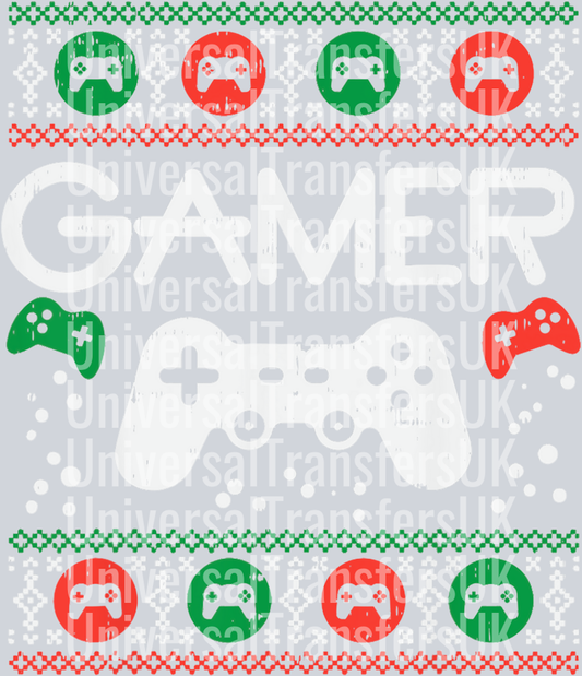 Red & green gamer with White Gamepad Controller