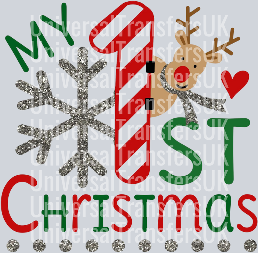 My 1st Christmas with Reindeer and Sparkle Snowflake