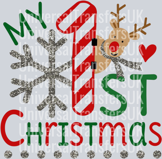 My 1st Christmas with Reindeer and Sparkle Snowflake
